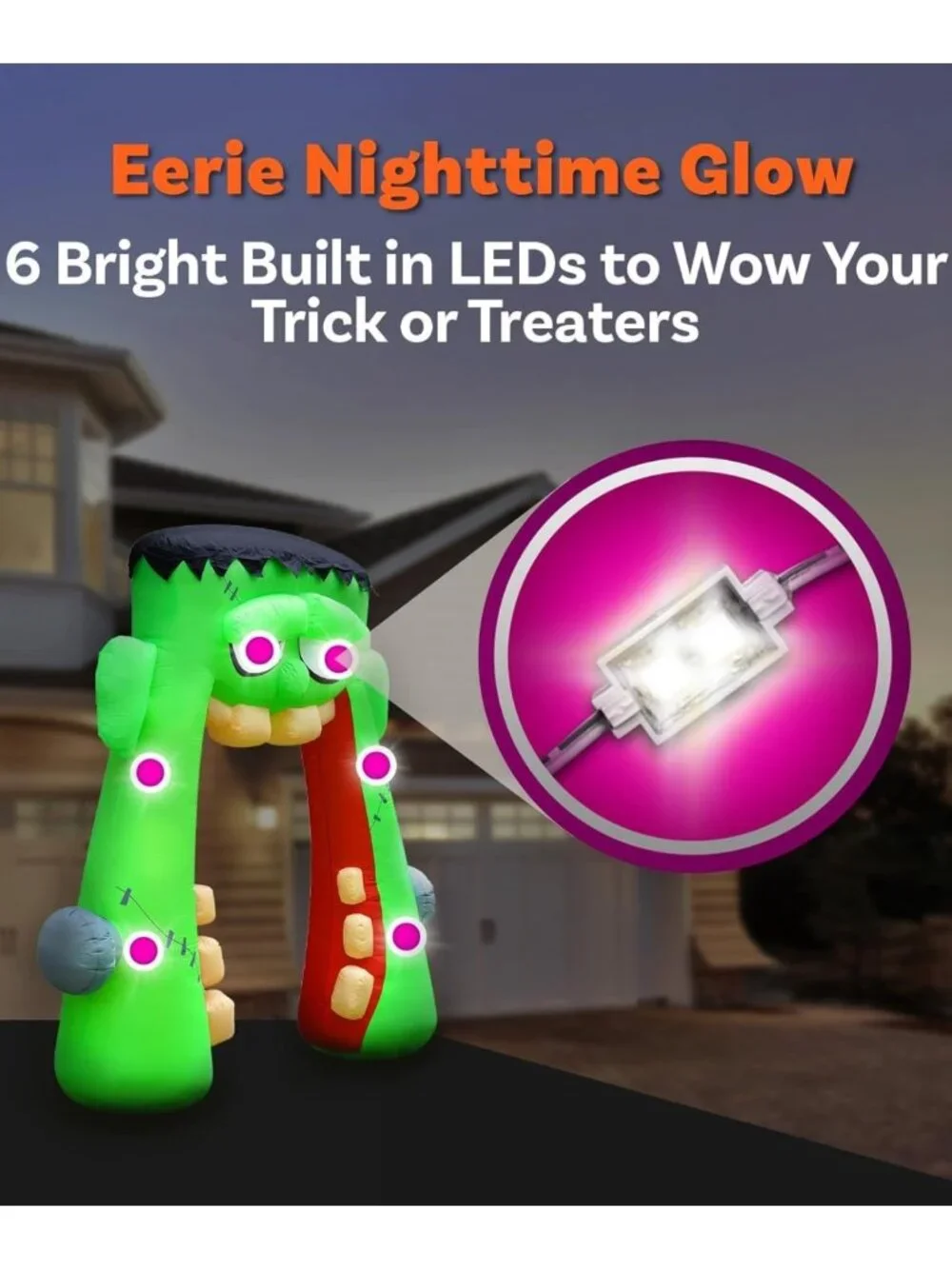 10FT Halloween Inflatable Monster Mouth Archway with LEDs for Outdoor Decor